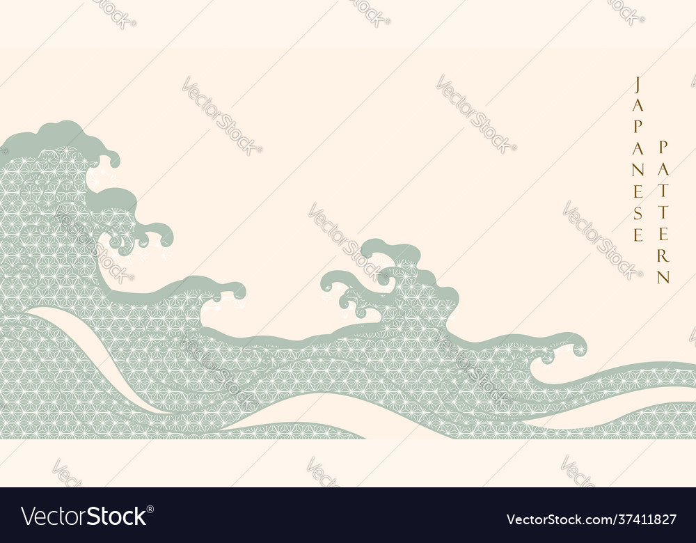 Japanese hand draw wave background with geometric vector image Japanese hand draw wave background with geometric