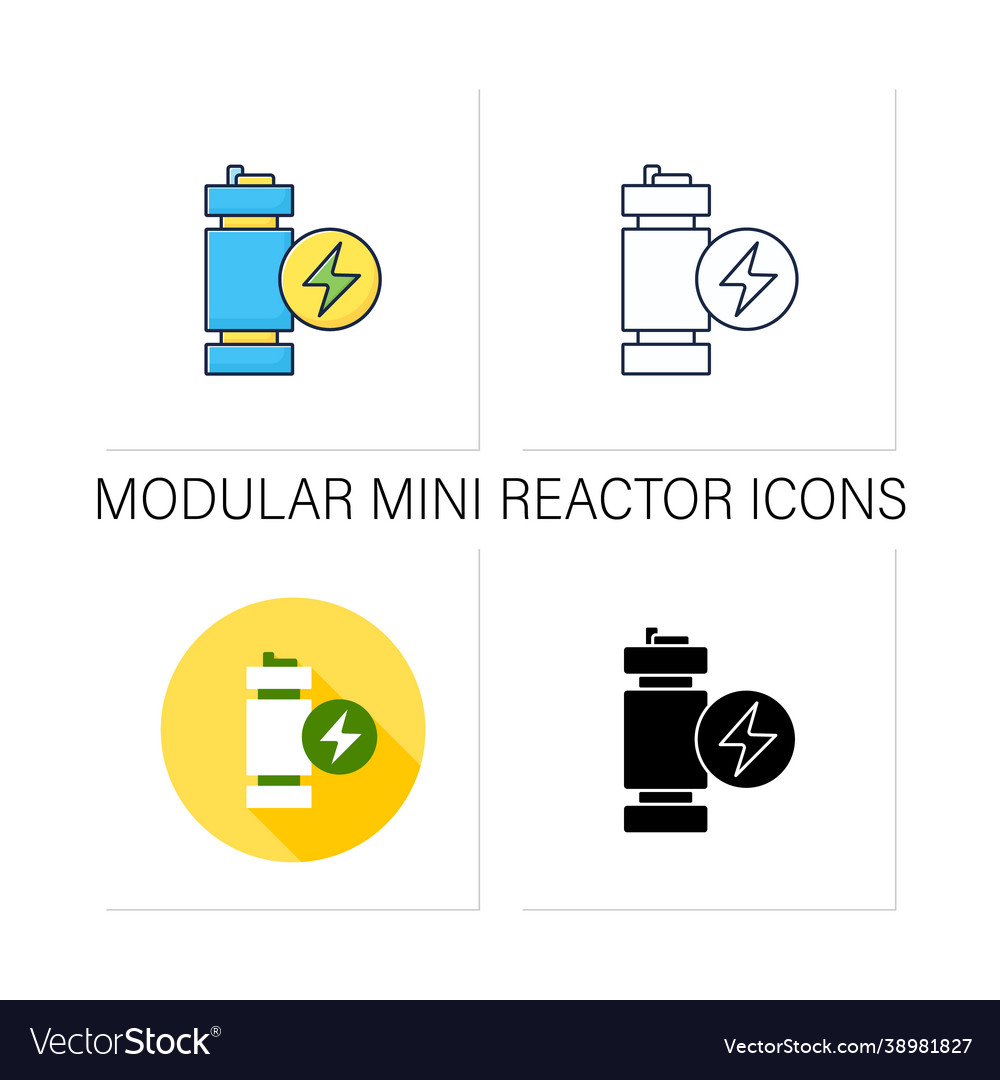 Modular mini reactor icons set Royalty Free Vector Image
