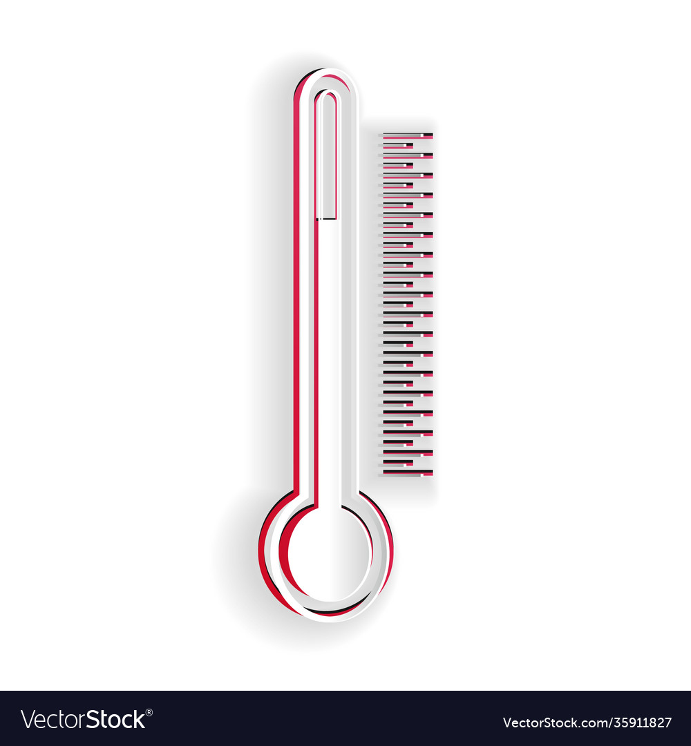 Paper cut thermometer icon isolated on white Vector Image