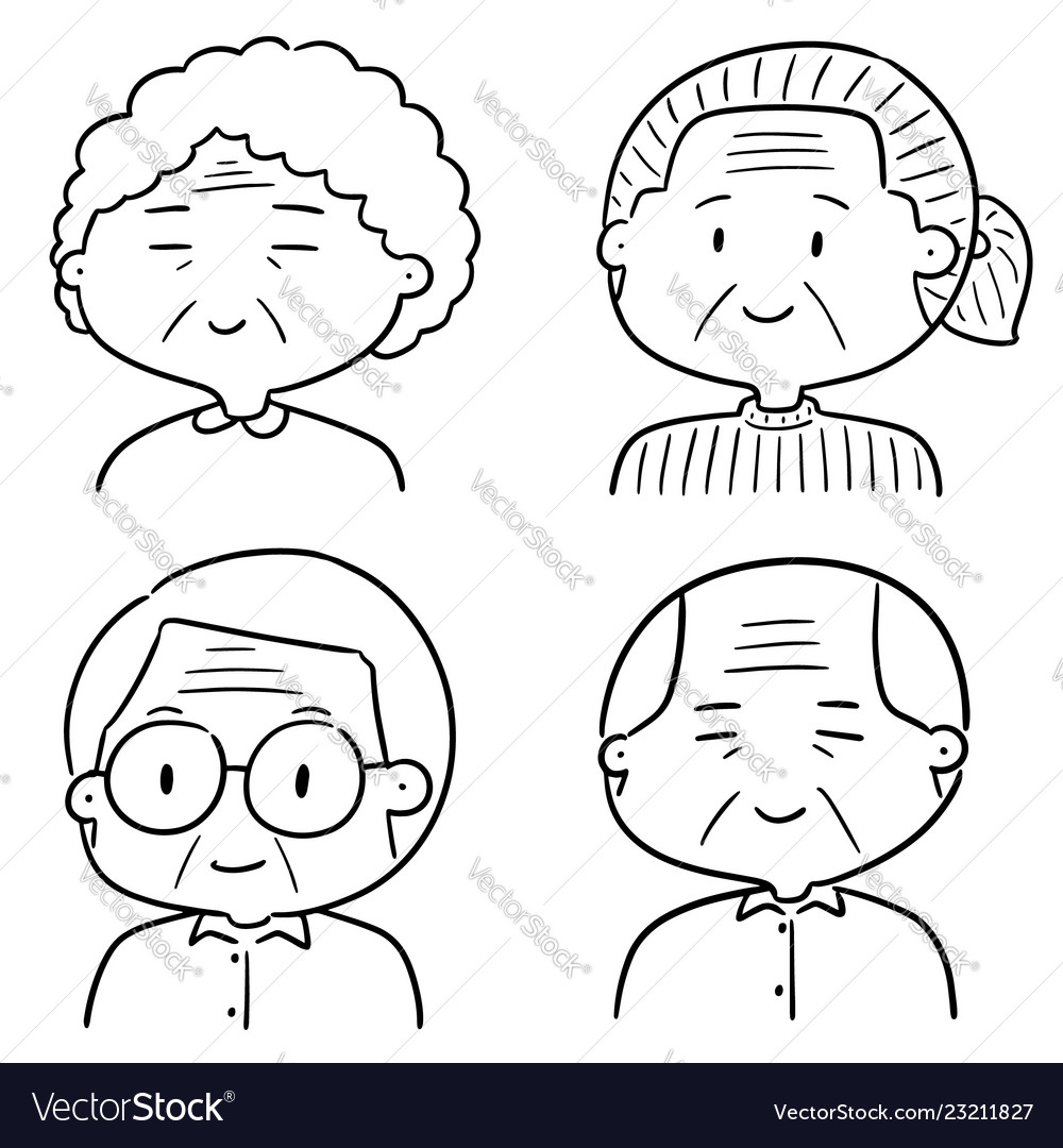 Set elder people Royalty Free Vector Image - VectorStock