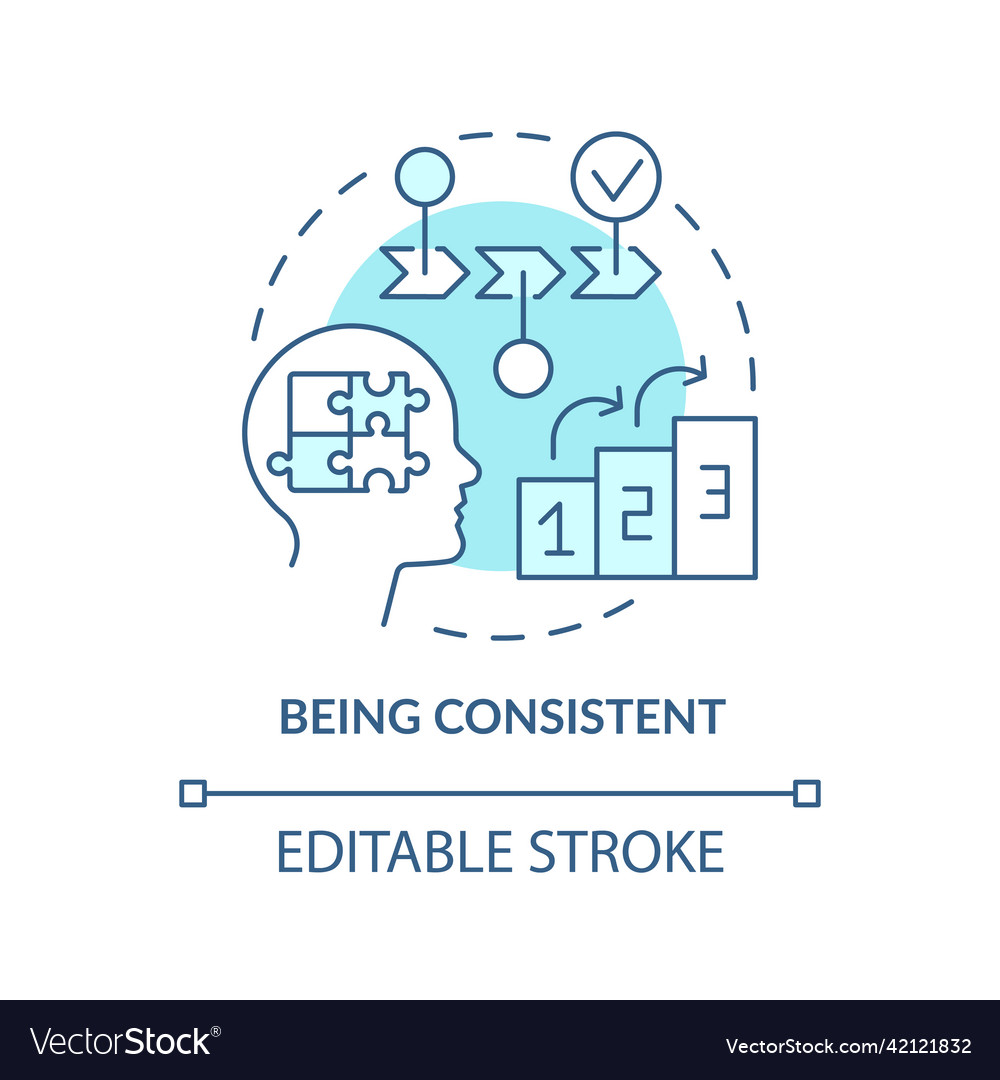 Being consistent turquoise concept icon Royalty Free Vector