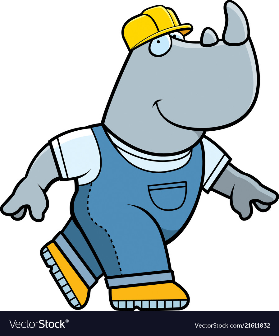 Builder rhino Royalty Free Vector Image - VectorStock