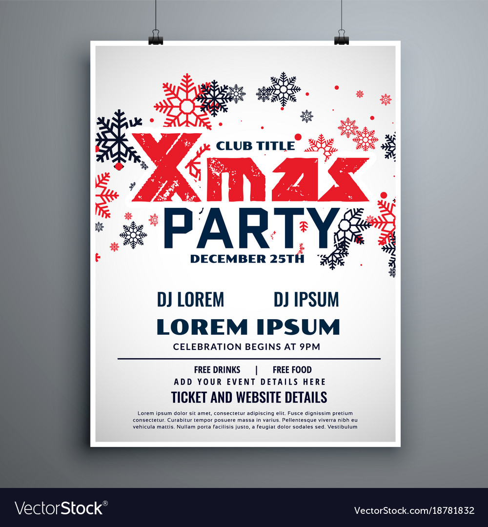 christmas flyer design template with red and vector image christmas flyer design