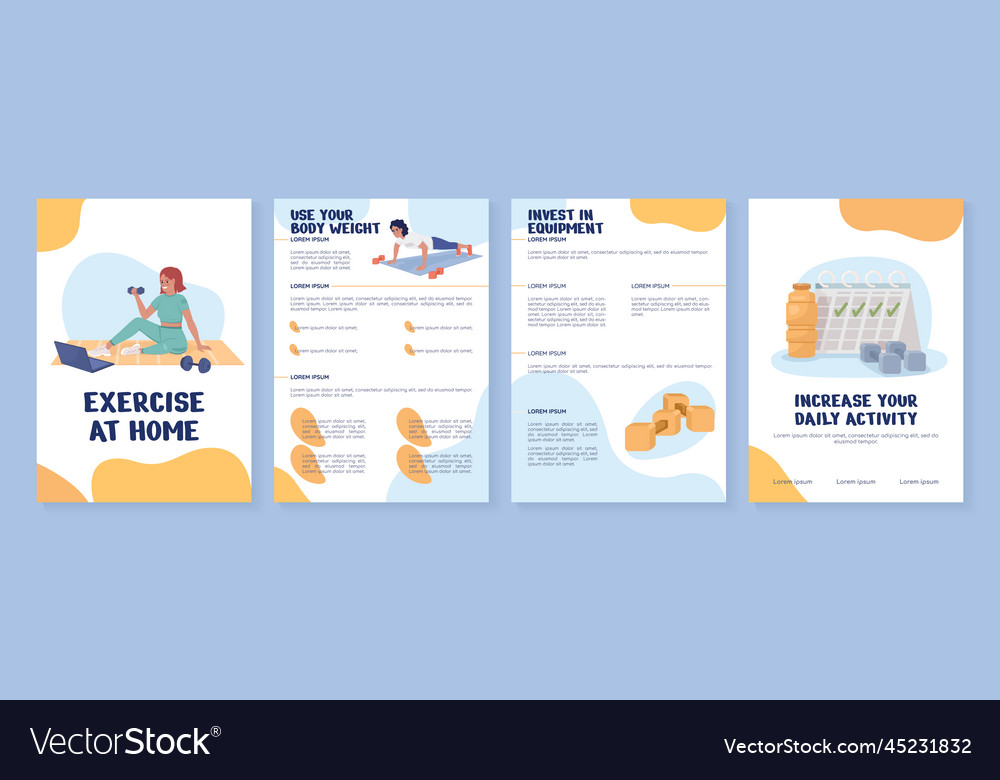 Exercise at home flat brochure template Royalty Free Vector