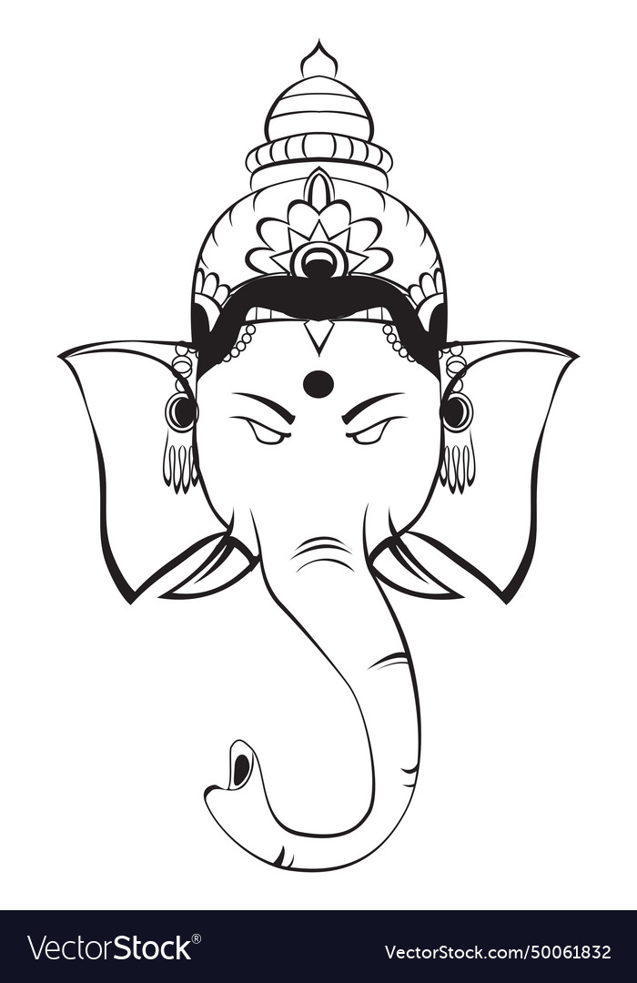 Ganesha head Royalty Free Vector Image - VectorStock