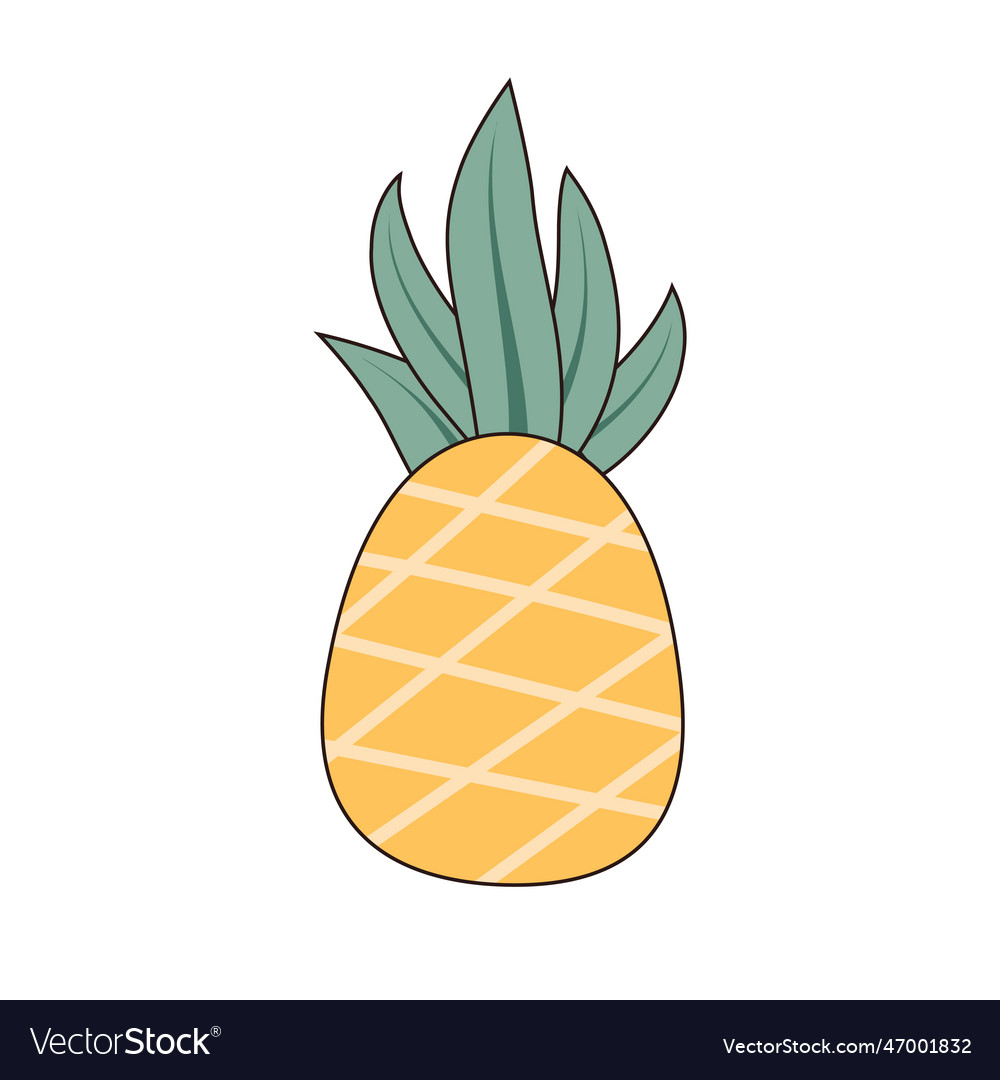 Groovy retro pineapple vintage hippie psychedelic Vector Image