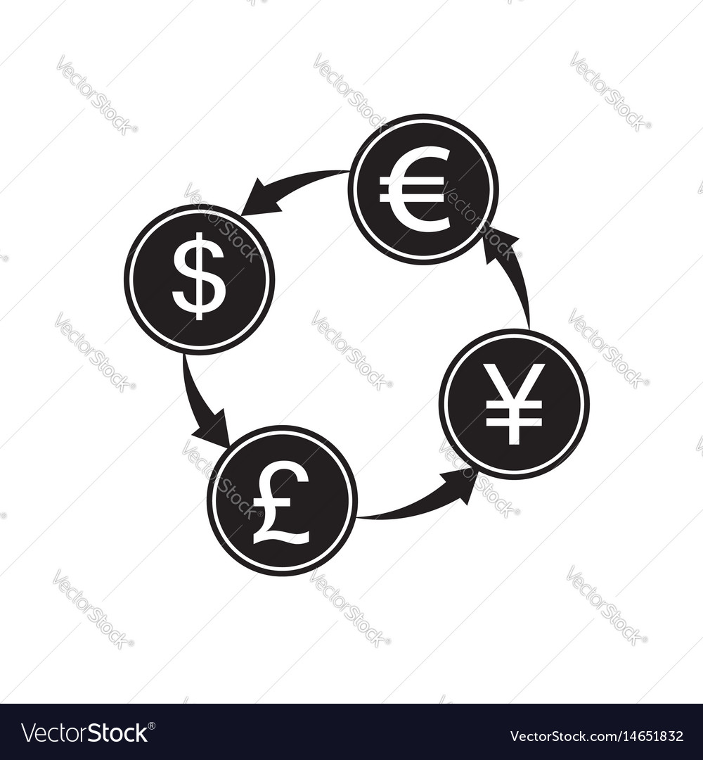 Money Convert Icon Euro Dollar Flat Design Style Vector Image
