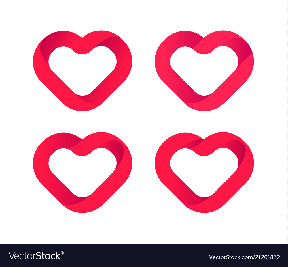 Red hearts love icons set wedding logo vector image Red hearts love icons set wedding logo