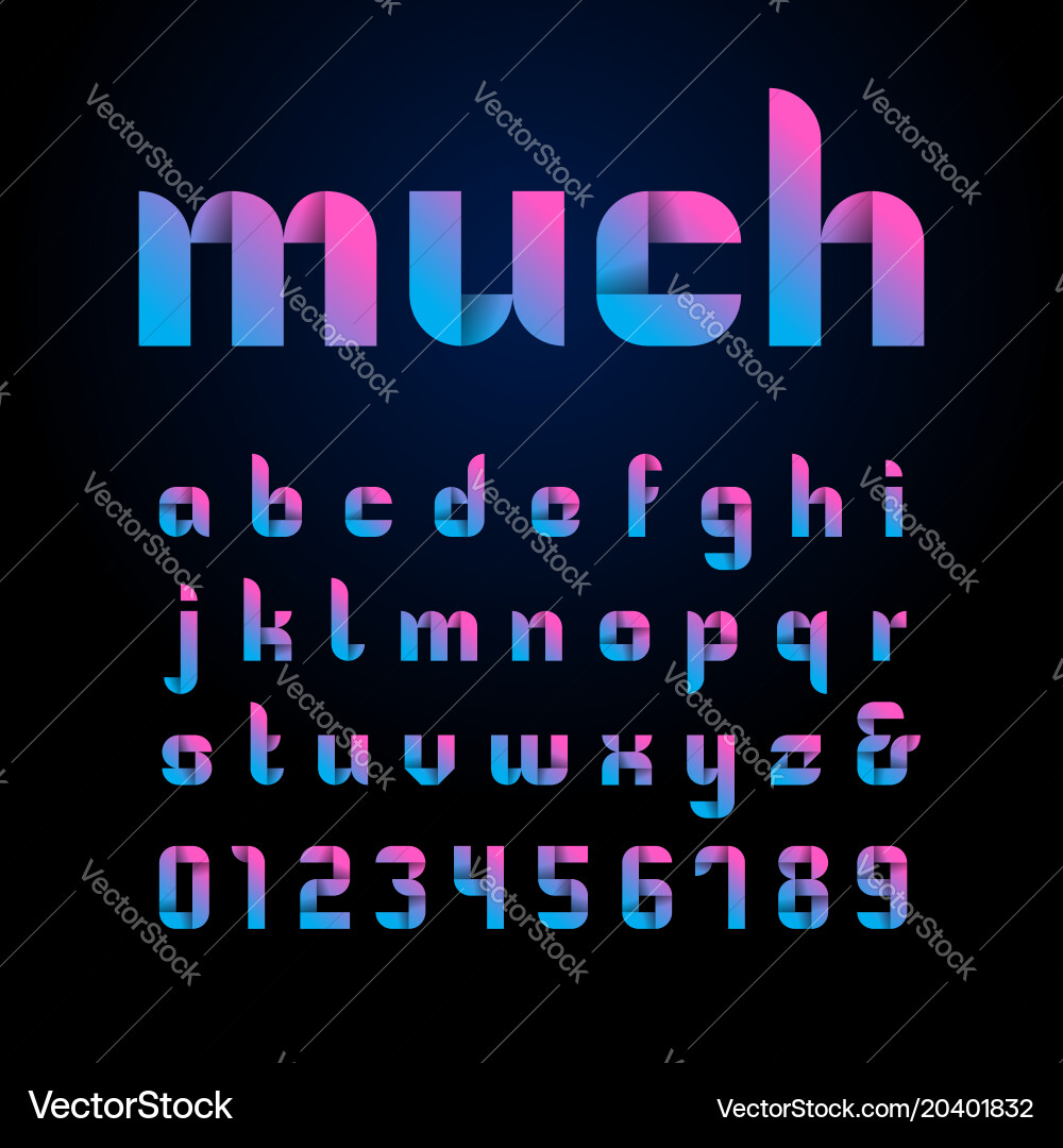 Ribbon font alphabet with latin letters Royalty Free Vector