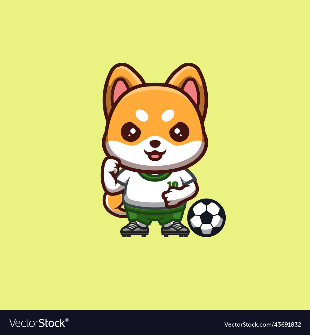 Shiba inu football cute creative kawaii cartoon Vector Image Shiba inu football cute creative kawaii cartoon Vector Image