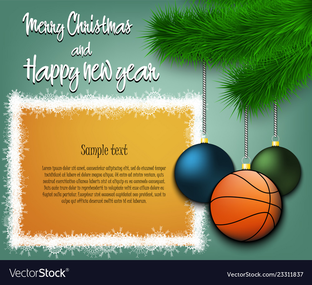 Basketball Ball Hanging On A Christmas Tree Branch