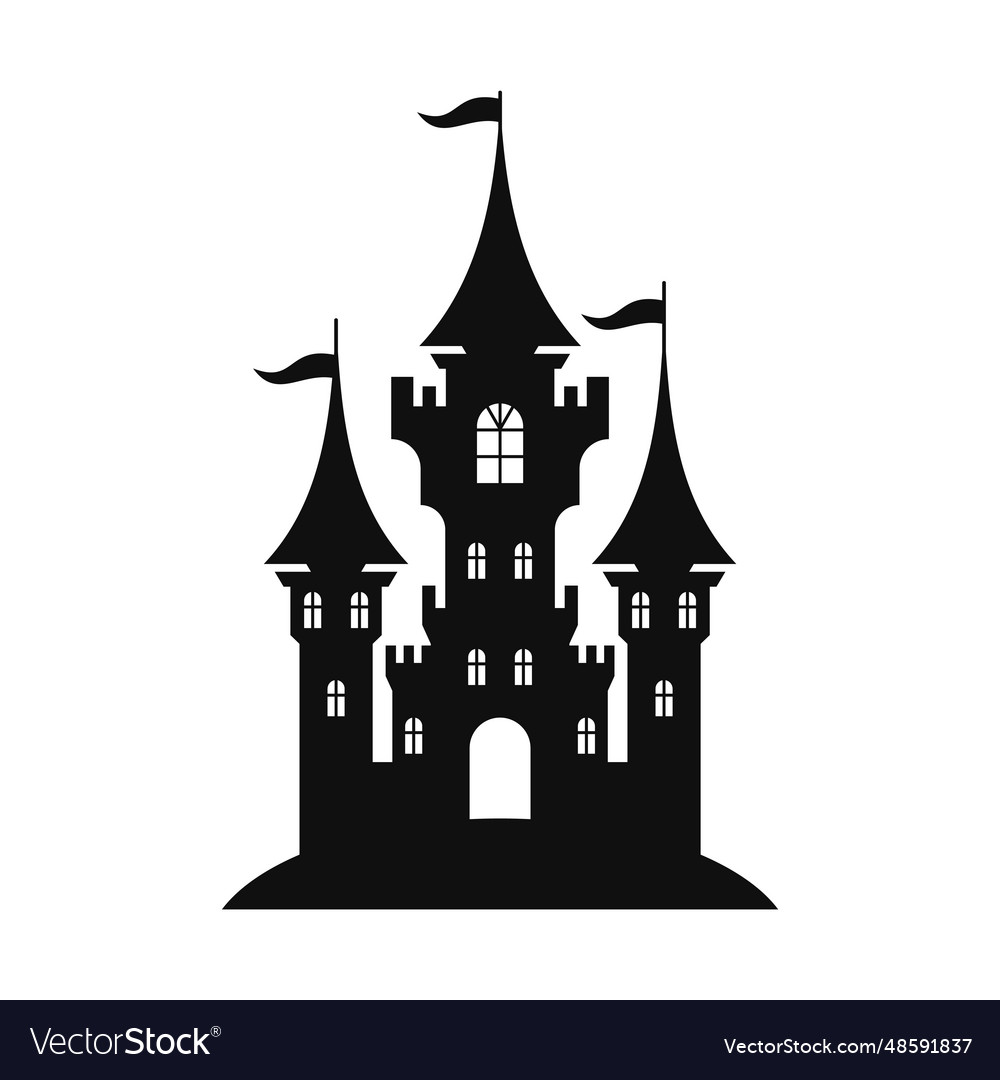 Castle icon tower black silhouette on a white Vector Image