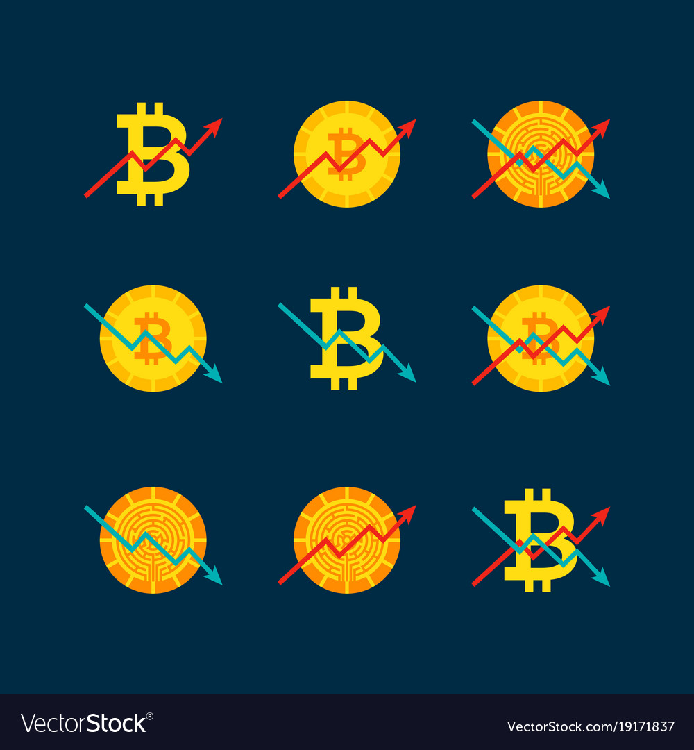Cryptocurrency up down graph Royalty Free Vector Image