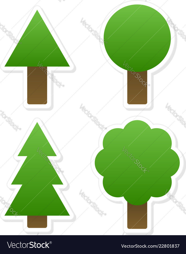 Different tree shapes isolated tree forest nature Vector Image