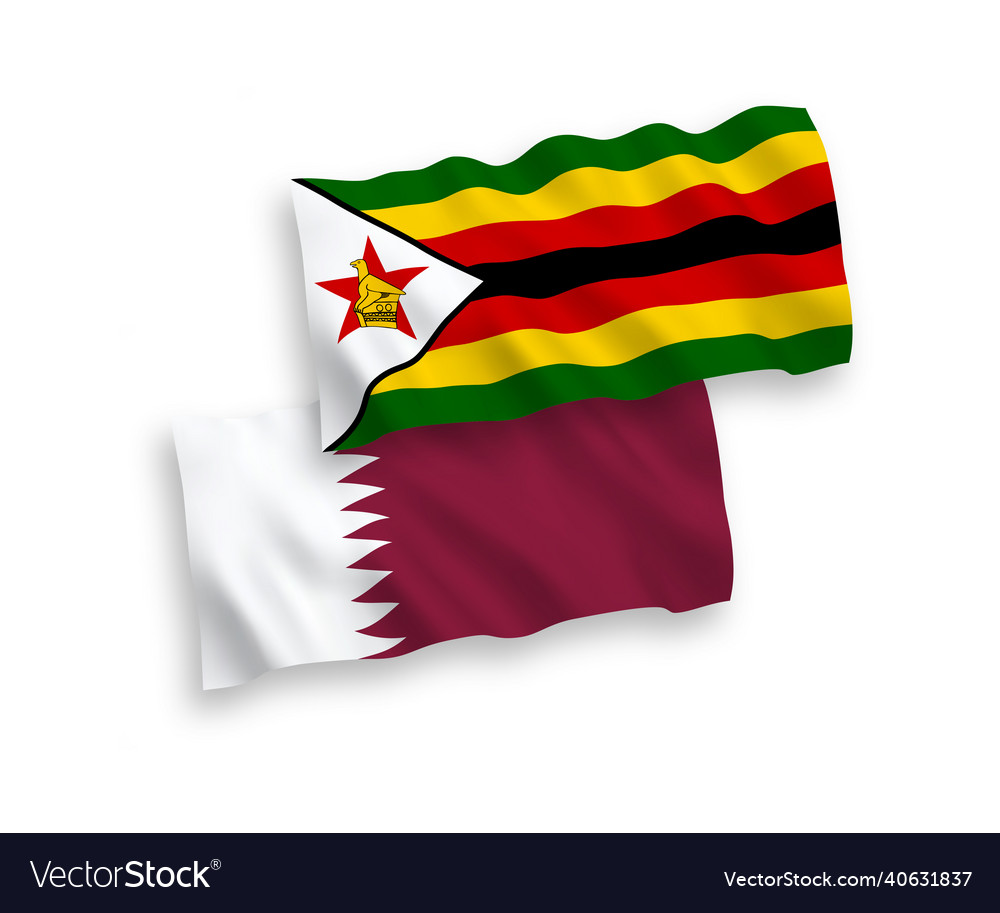 Flags of zimbabwe and qatar on a white background Vector Image