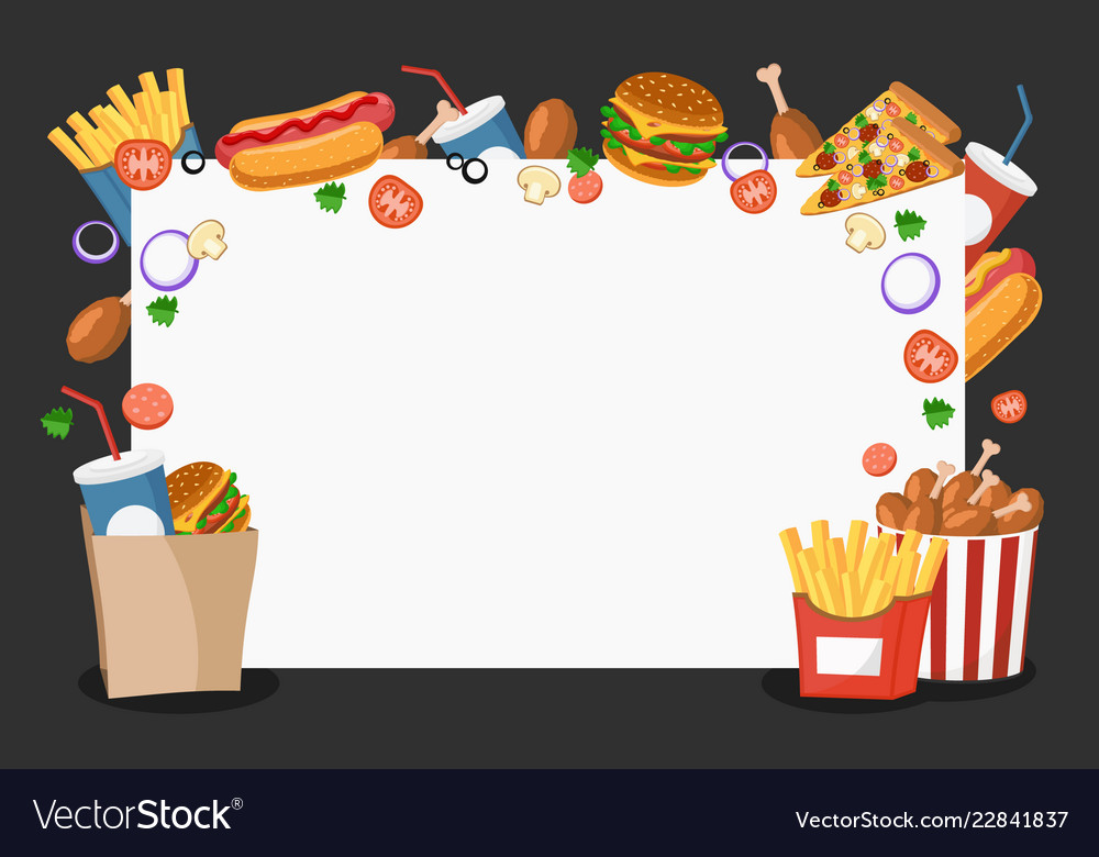 Frame with fast food products free space Vector Image