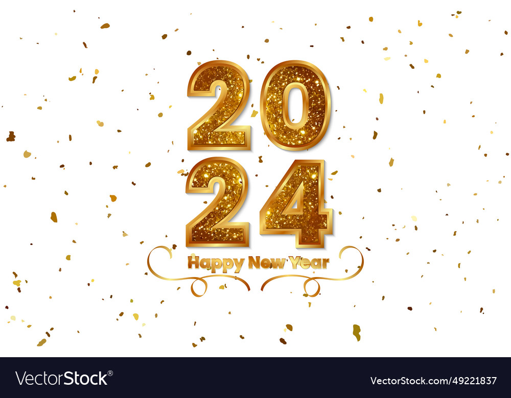 Golden 2024 happy new year confetti Royalty Free Vector