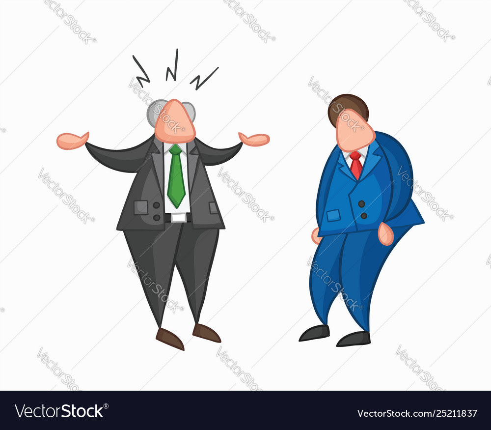 Hand-drawn angry boss with businessman worker Vector Image