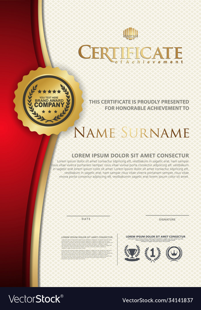 Luxurious vertical certificate template Royalty Free Vector