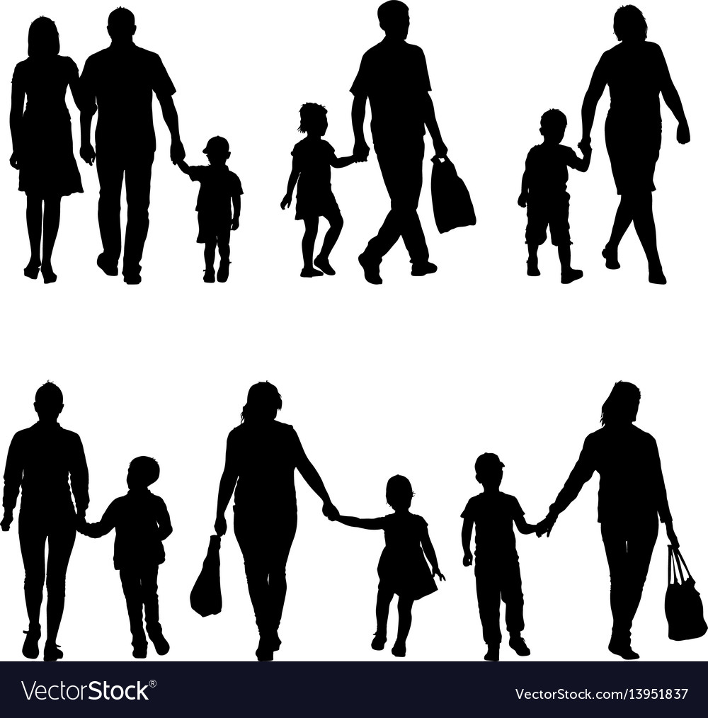 Set silhouette of happy family on a white Vector Image