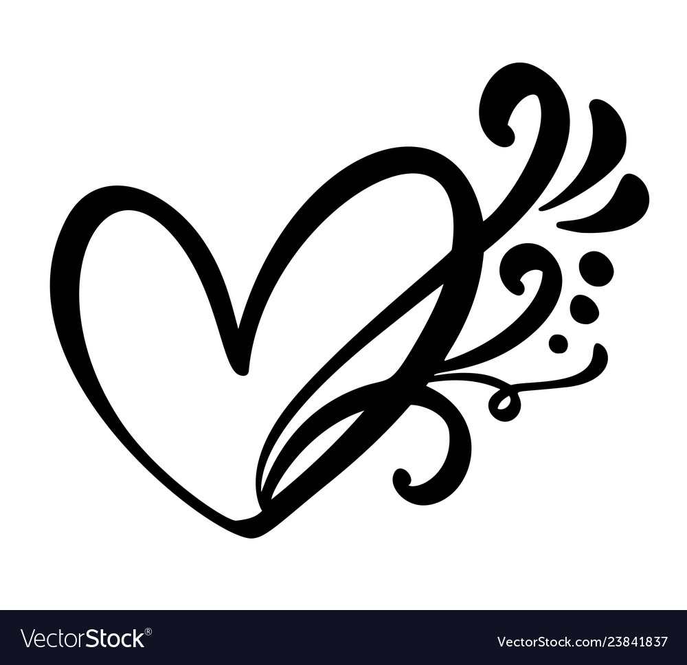 Vintage calligraphic love heart sign Royalty Free Vector