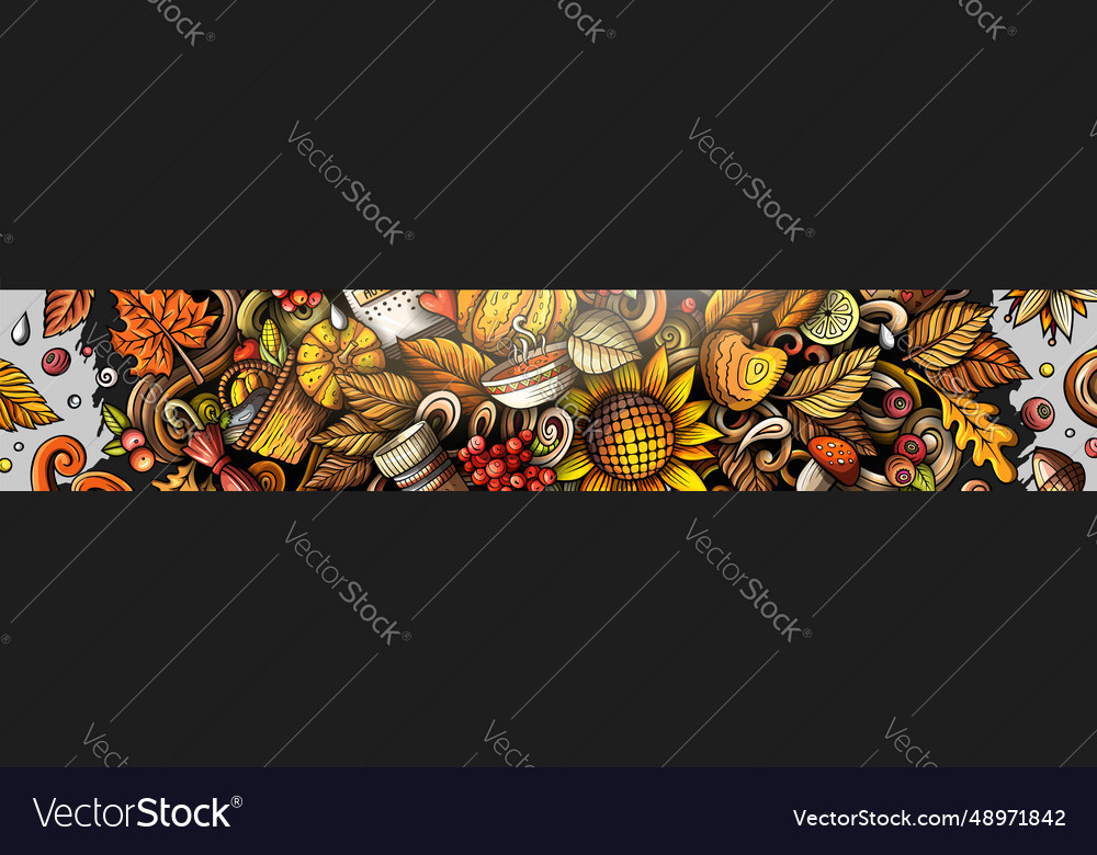 Cartoon cute colorful doodles fall season banner Vector Image