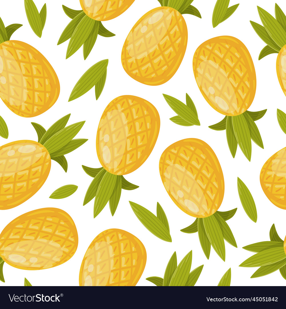 Cartoon pineapples seamless pattern summer Vector Image