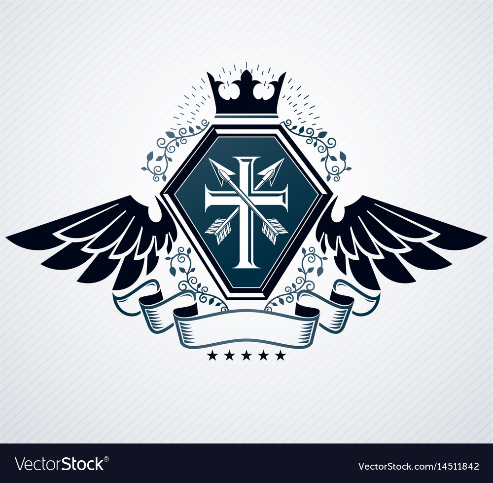 Heraldic design vintage emblem Royalty Free Vector Image