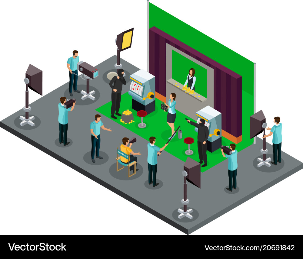Isometric filming process concept Royalty Free Vector Image