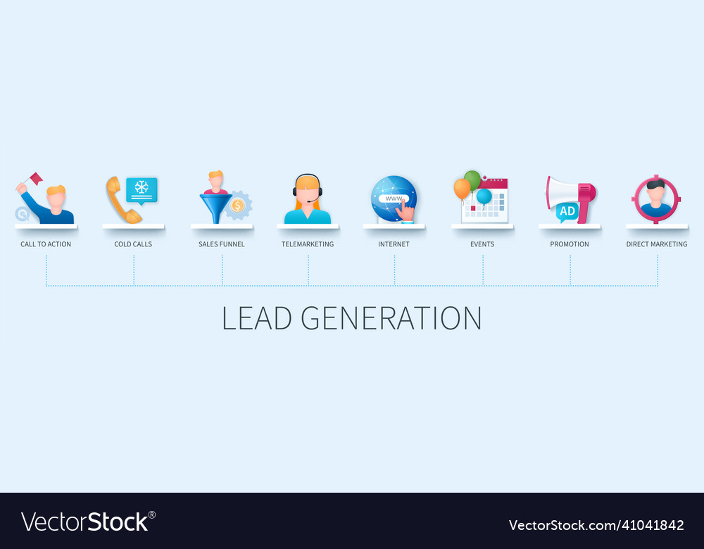 Lead generation infographic in 3d style Royalty Free Vector