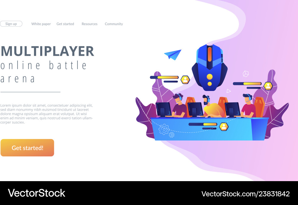 Multiplayer online battle arena concept landing Vector Image