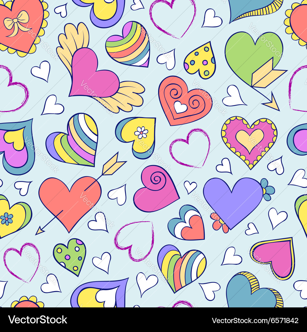 Seamless pattern with hearts and other elements Vector Image