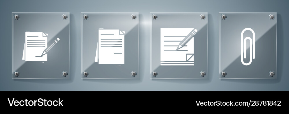 Set paper clip blank notebook and pencil Vector Image