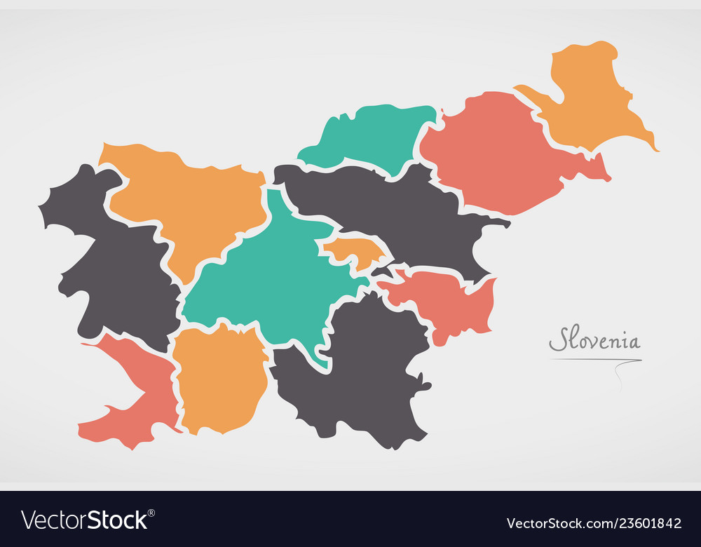 Slovenia map with states and modern round shapes Vector Image