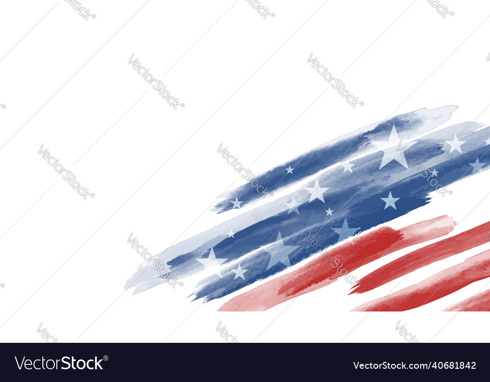 Watercolor american flag on white background Vector Image