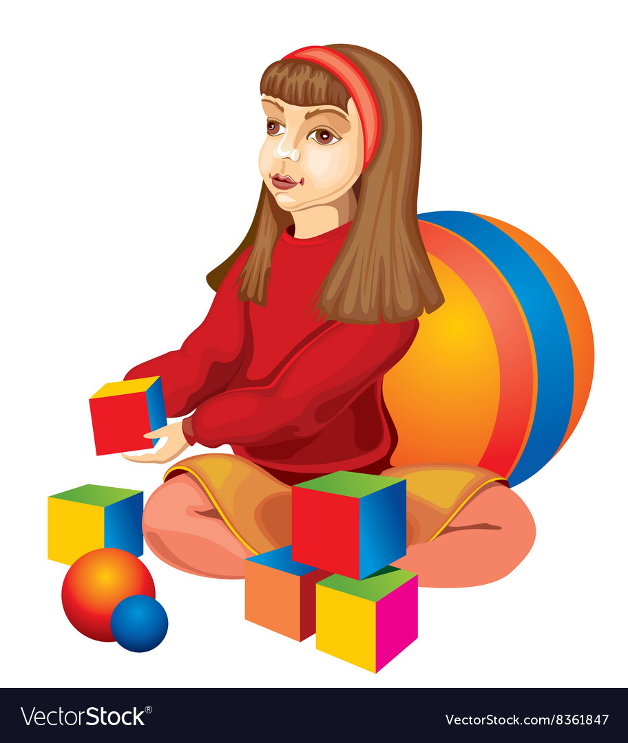 Happy Child Playing with Blocks Royalty Free Vector Image