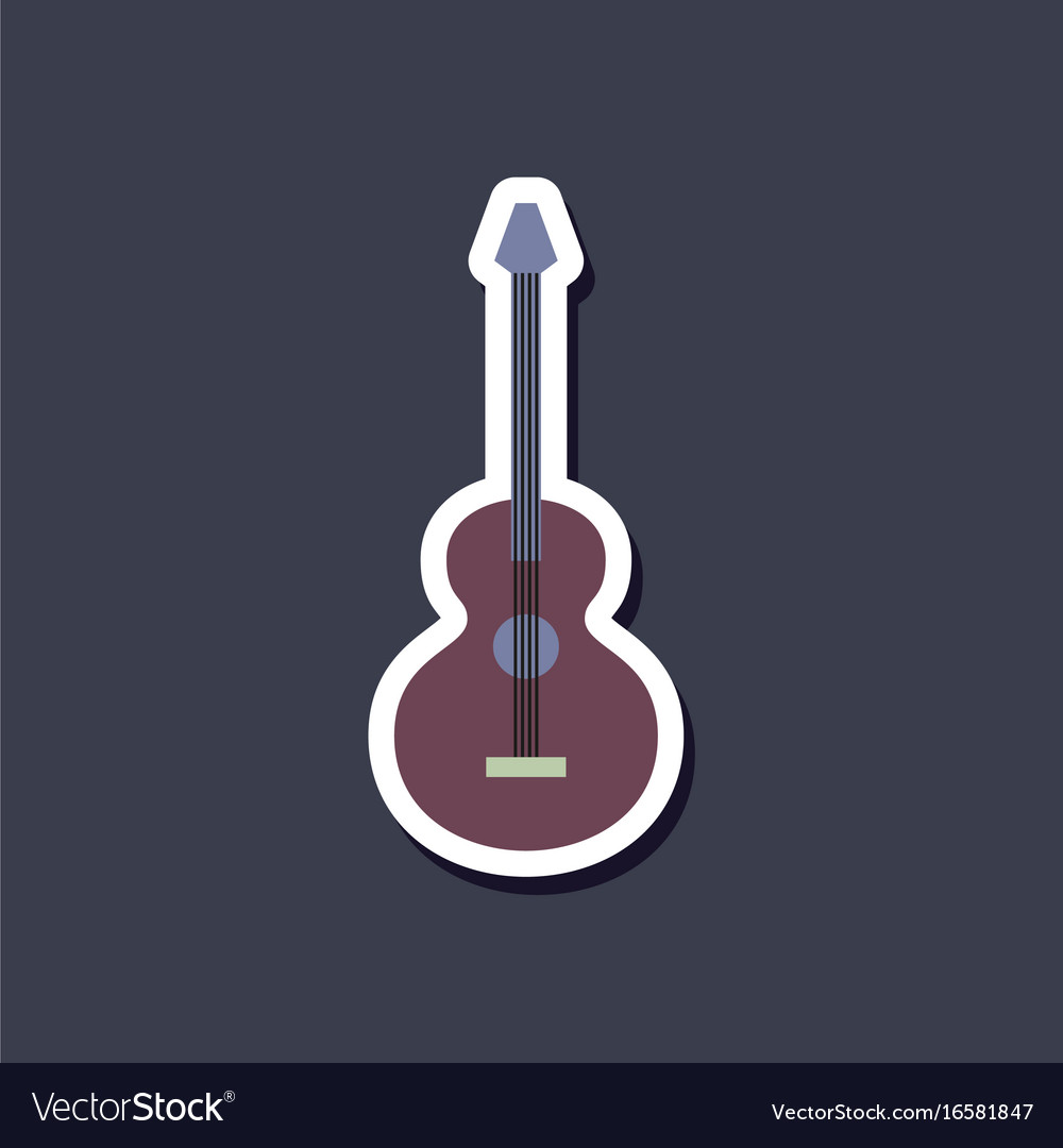 Paper sticker on stylish background guitar Vector Image
