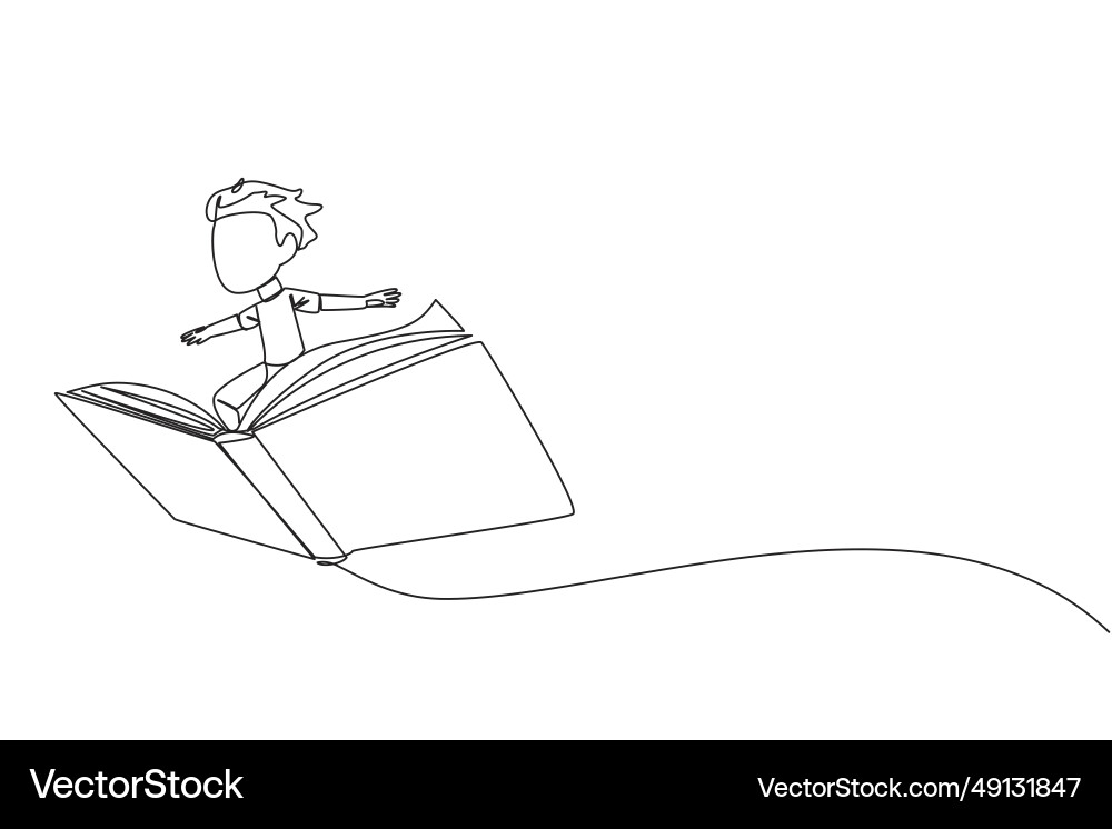 Single continuous line drawing boy standing Vector Image