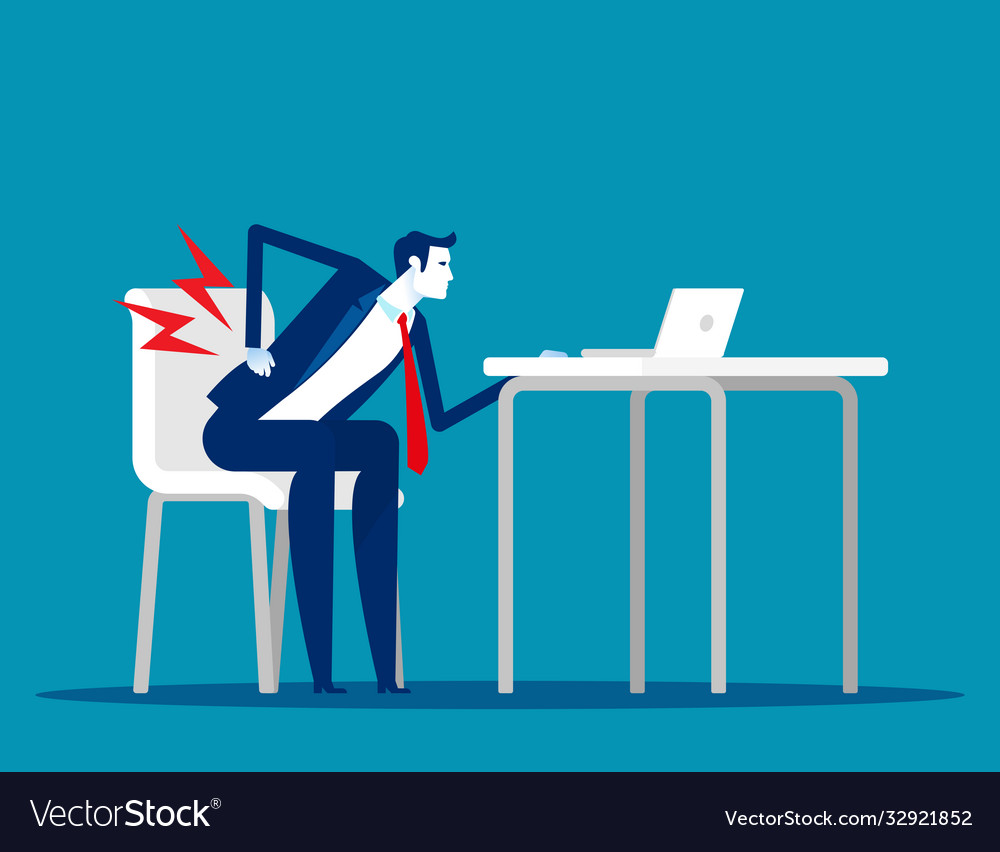 Businessman with back pain from wrong way to sit Vector Image