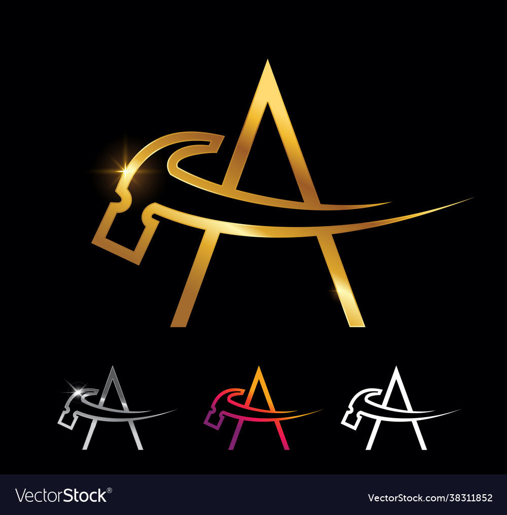 Golden monogram hammer letter Royalty Free Vector Image