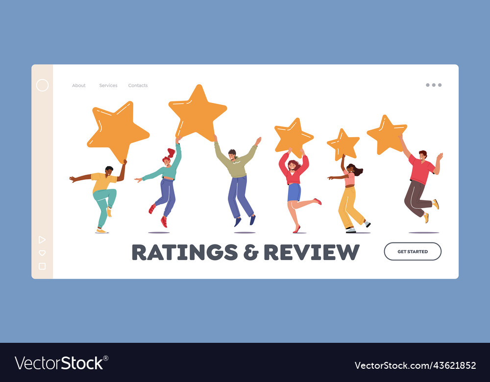 Rating and review landing page template tiny Vector Image