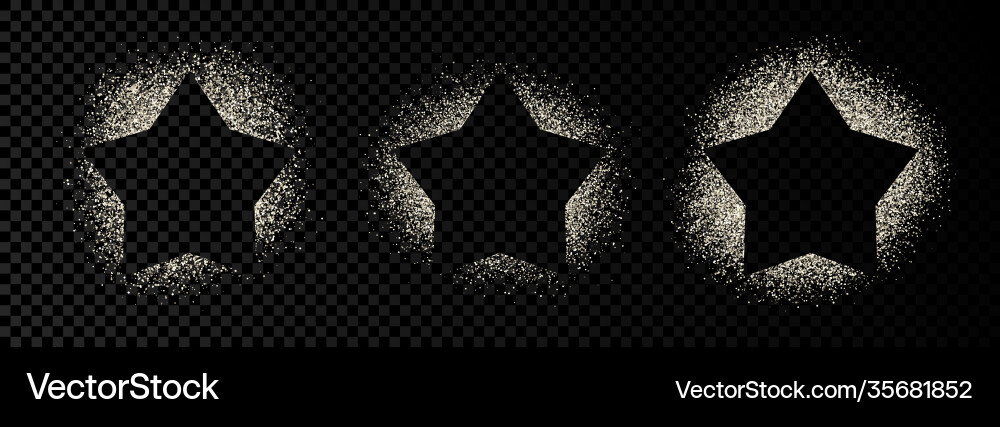 Set three star frame with silver glitter Vector Image
