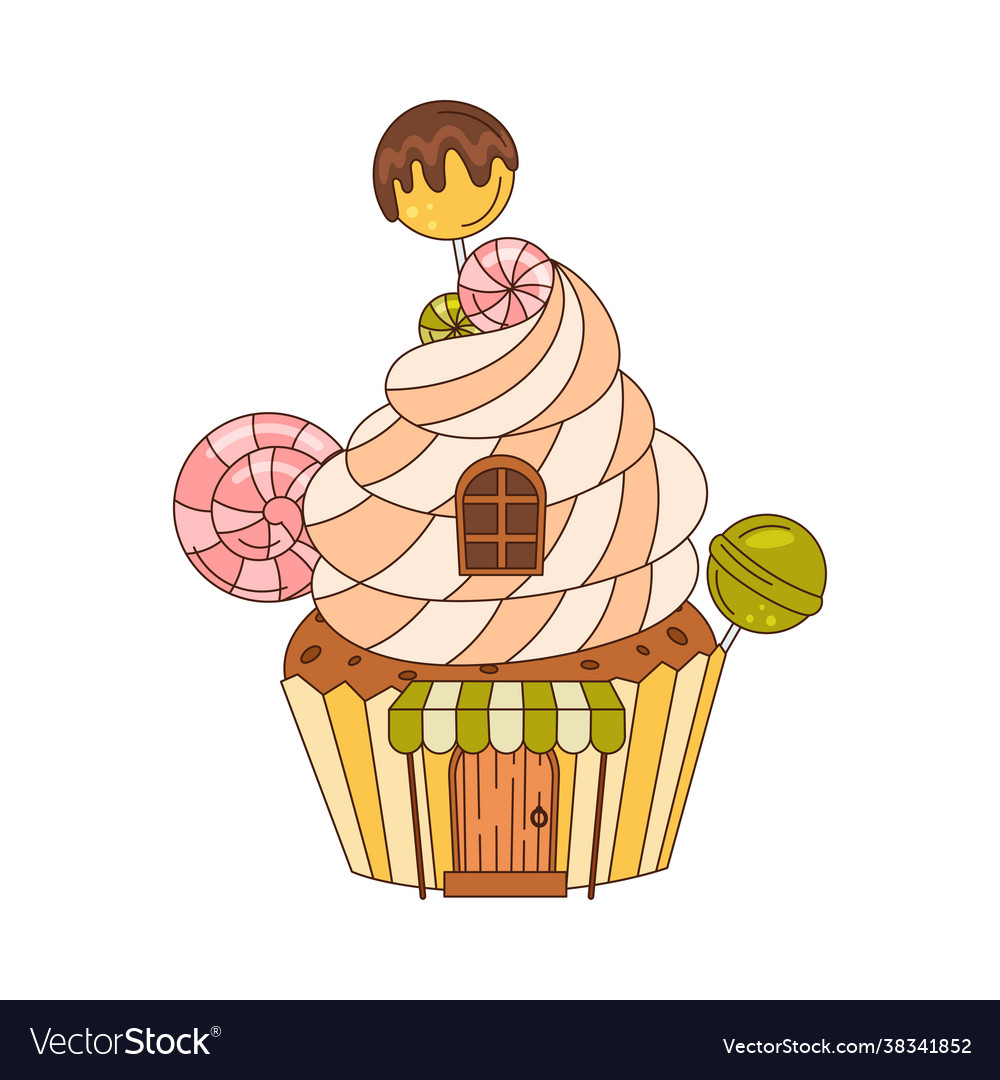 Sweet candy house made cookie dough as shaped Vector Image