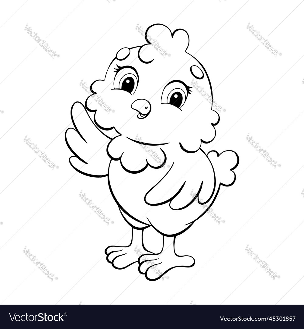 Cute chicken coloring page for kids digital stamp Vector Image