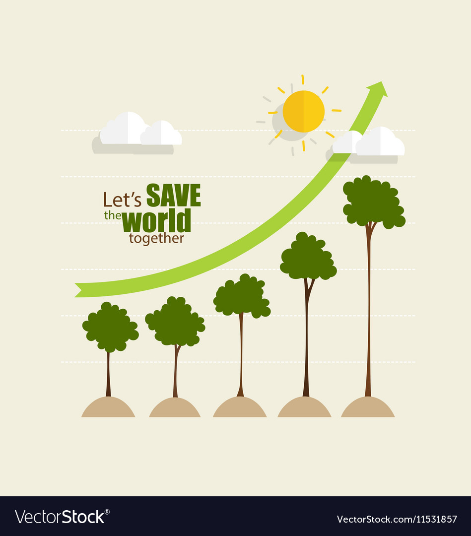 Green economy concept graph of growing Royalty Free Vector