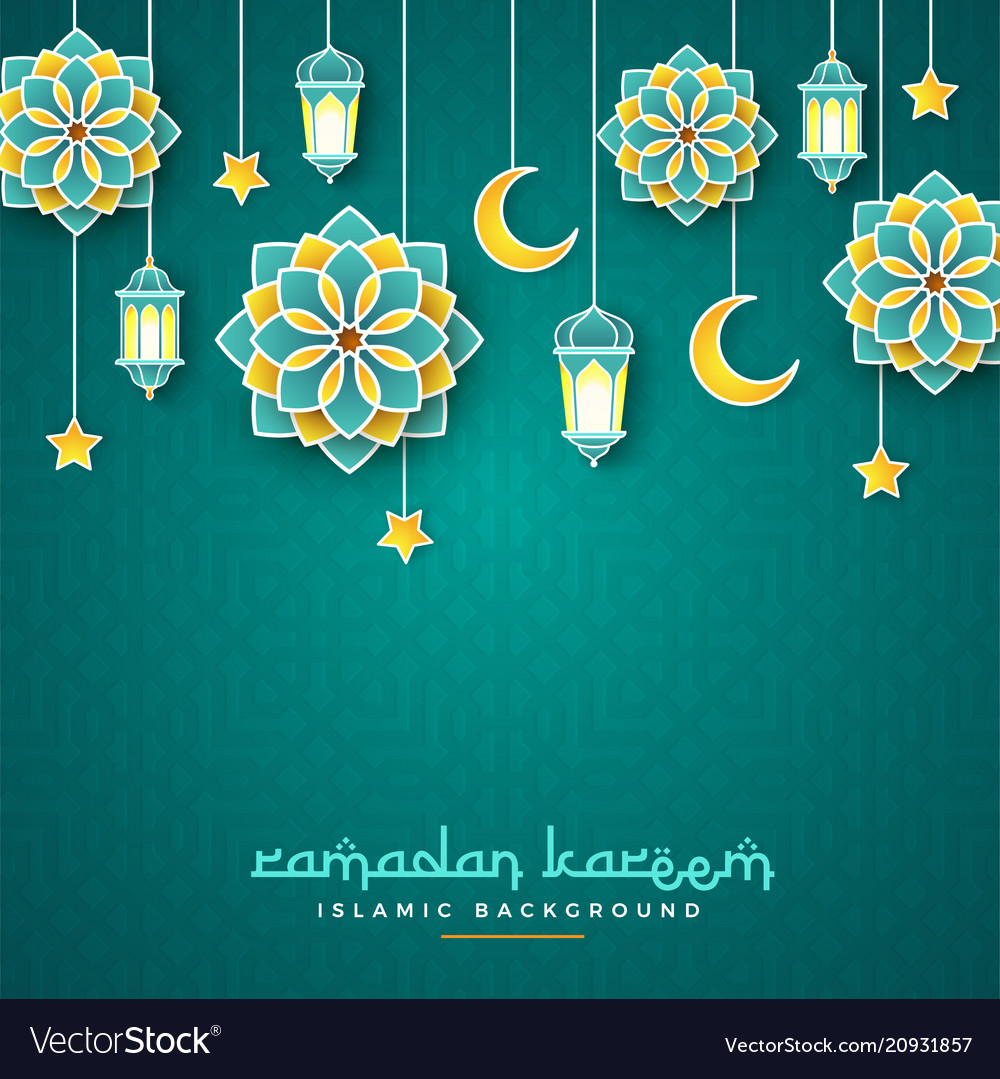 Ramadan Kareem Concept Banner With Islamic Vector Image