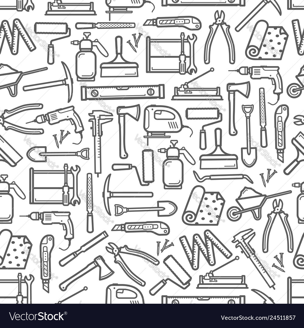 Premium Vector  Seamless pattern with tools for repair and construction on  white background