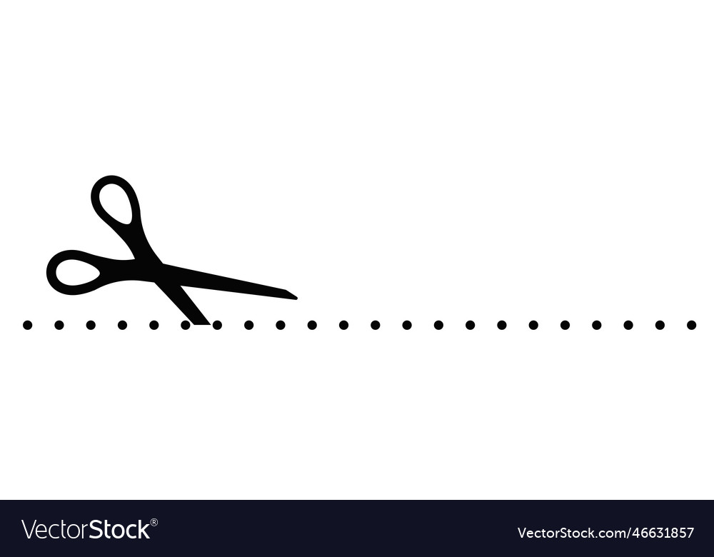 Scissors cut here dotted line mark icon Royalty Free Vector