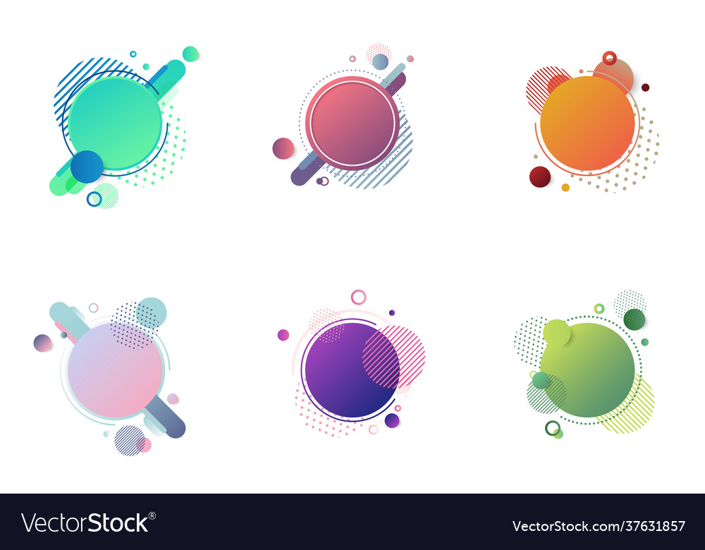 Set round circles badge multicolor Royalty Free Vector Image