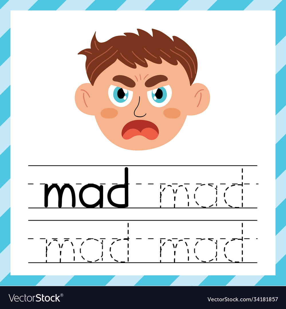 tracing-words-worksheet-mad-learning-material-vector-image